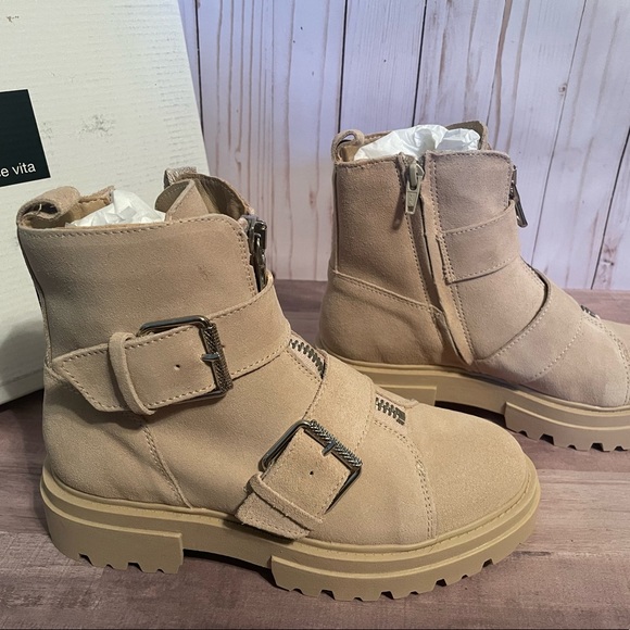 NEW in BOX Dolce Vita AVARI Dune Suede tan size 7 LEATHER combat Boots MSRP $160 - Picture 4 of 16
